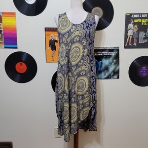Tori Wear | Dark Blue + Yellow Free Size Boho Dress